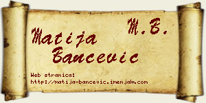 Matija Bančević vizit kartica